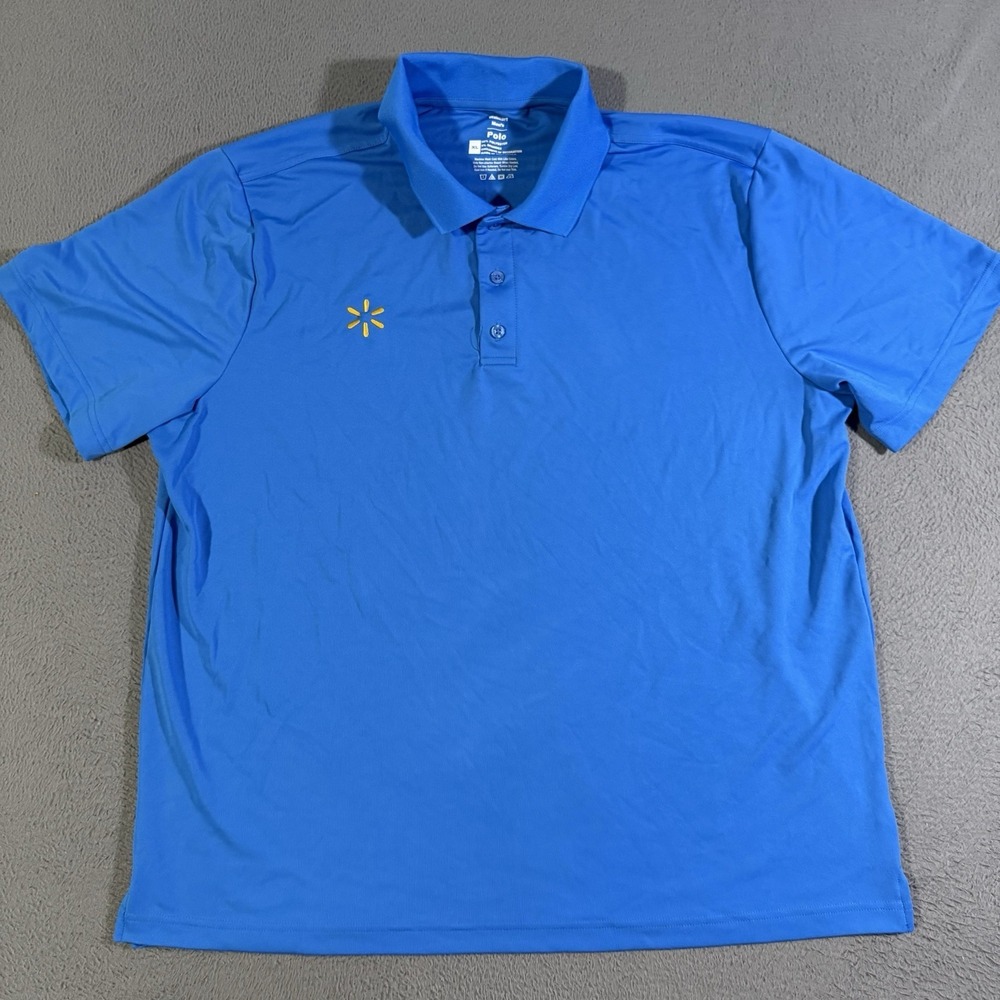Walmart Polo Shirt Mens XL Blue Performance Stretch Short Sleeve Work Uniform